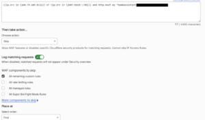 Regla de Cloudflare permitiendo a Claude atravesar el bloqueo por país