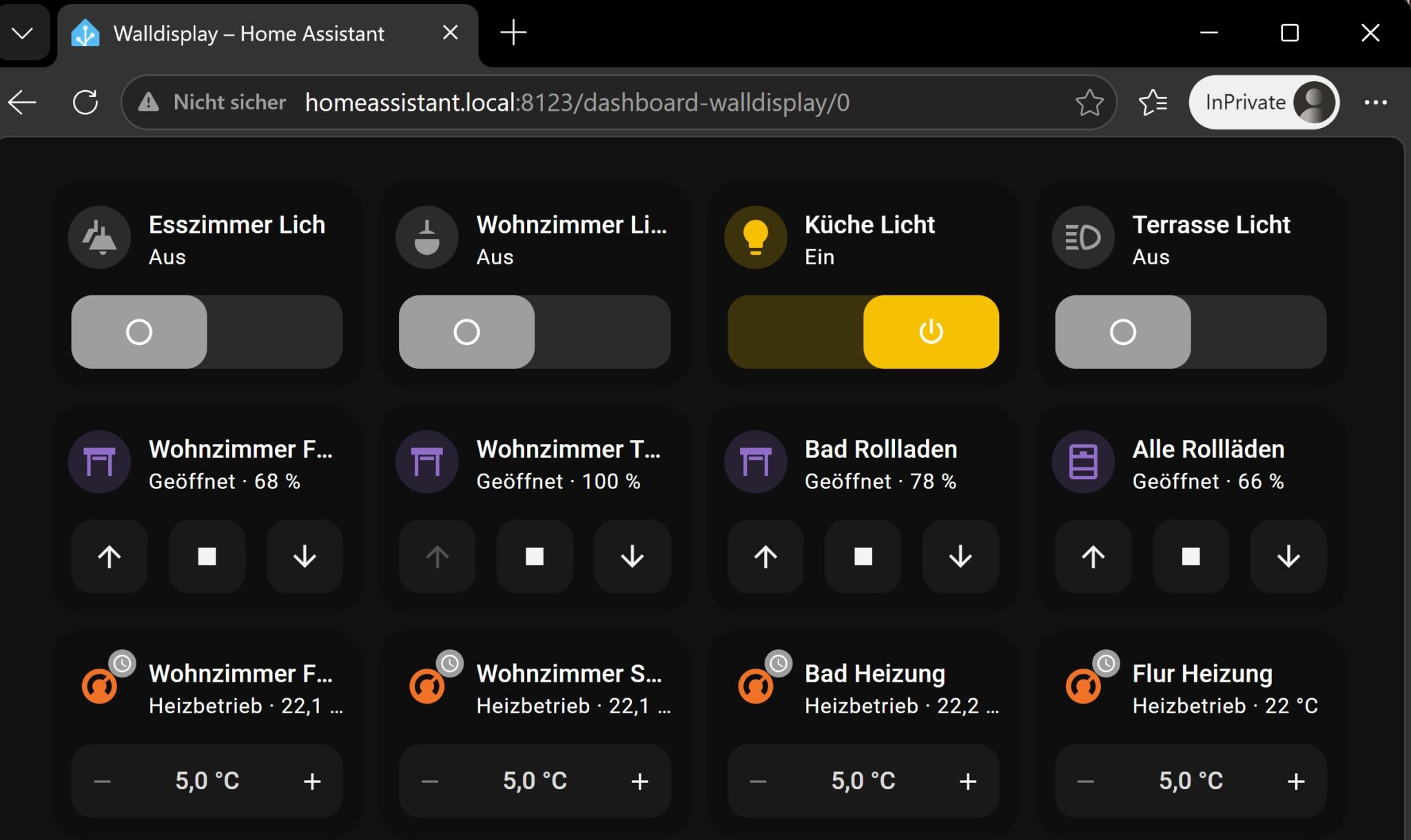 Home Assistant Toggle Shelly Wall Display X2i Home Assistant Dashboard | raspberry.tips